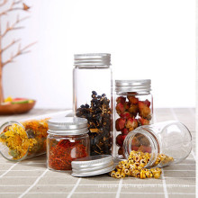 Borocilicate Round Clear Kitchen Food Spice Jar Container Set Glass Storage Jars Airtight with Metal Lids